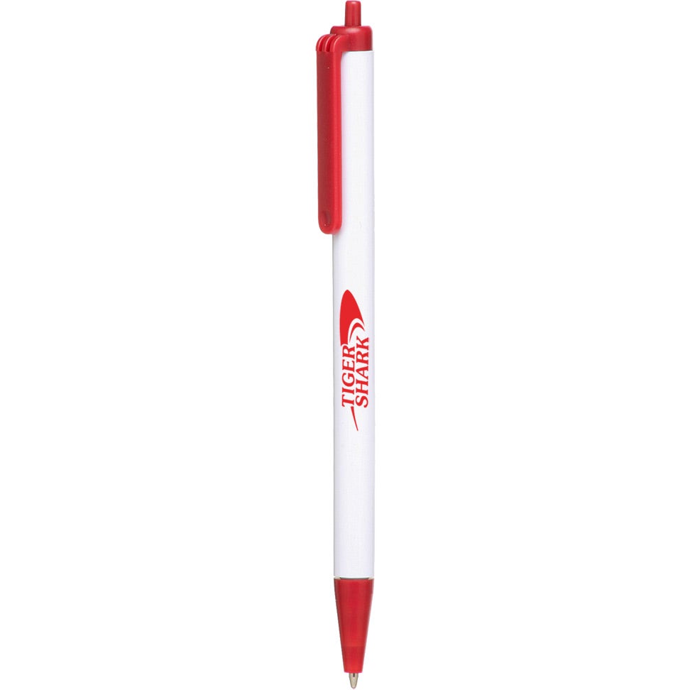 Customised Click Action Company Pens - Promotional Pens Singapore - Gifts VV Available in 13 amazing item colors 客製 - Promotional Pens Singapore - Gifts VV White / Red Click Action Company Pen