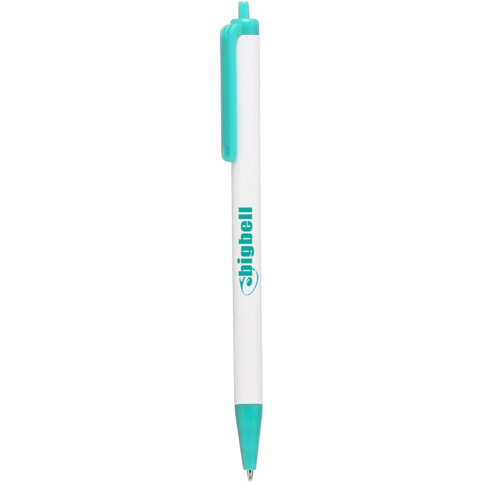 Customised Click Action Company Pens - Promotional Pens Singapore - Gifts VV Available in 13 amazing item colors 客製 - Promotional Pens Singapore - Gifts VV White / Teal Click Action Company Pen