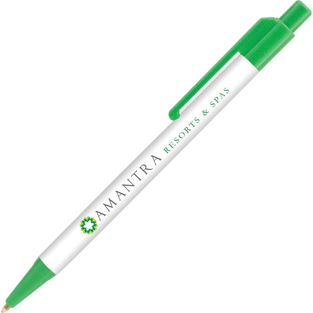 Promotional Colorama AM Pens with Antimicrobial Additive - Promotional Pens Singapore - Gifts VV Free Shipping and Setup 客製 - Promotional Pens Singapore - Gifts VV White / Green Colorama AM Pen with Antimicrobial Additive
