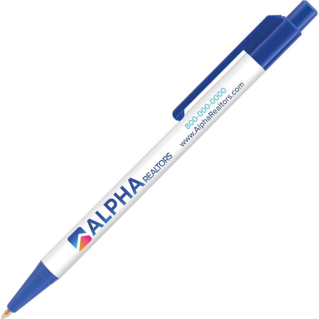 Promotional Colorama AM Pens with Antimicrobial Additive - Promotional Pens Singapore - Gifts VV Free Shipping and Setup 客製 - Promotional Pens Singapore - Gifts VV White / Navy Blue Colorama AM Pen with Antimicrobial Additive