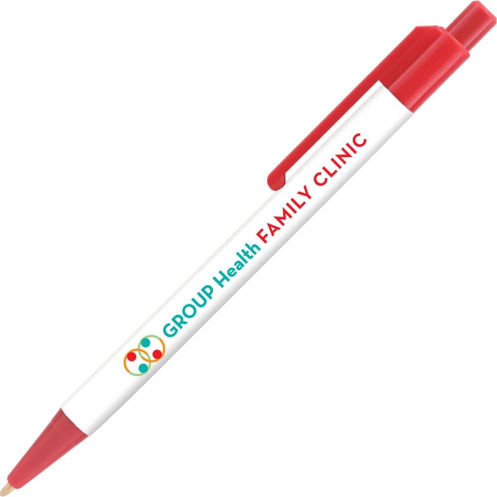 Promotional Colorama AM Pens with Antimicrobial Additive - Promotional Pens Singapore - Gifts VV Free Shipping and Setup 客製 - Promotional Pens Singapore - Gifts VV White / Red Colorama AM Pen with Antimicrobial Additive