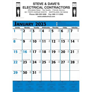 White / Blue / Black Commercial Planner Wall Calendar