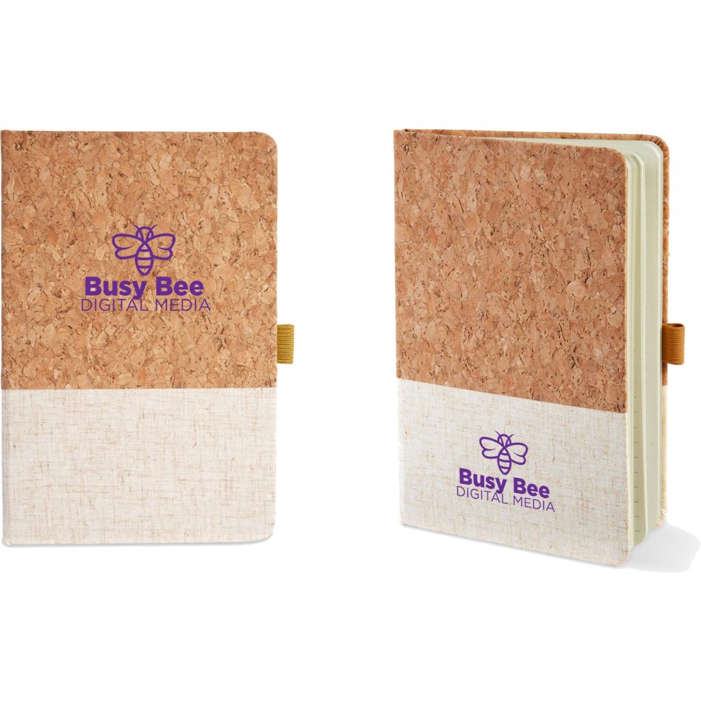 Logo Cork and Heathered Fabric Journals - Promotional Pens Singapore - Gifts VV Your design screen printed 客製 - Promotional Pens Singapore - Gifts VV Natural Cork and Heathered Fabric Journal