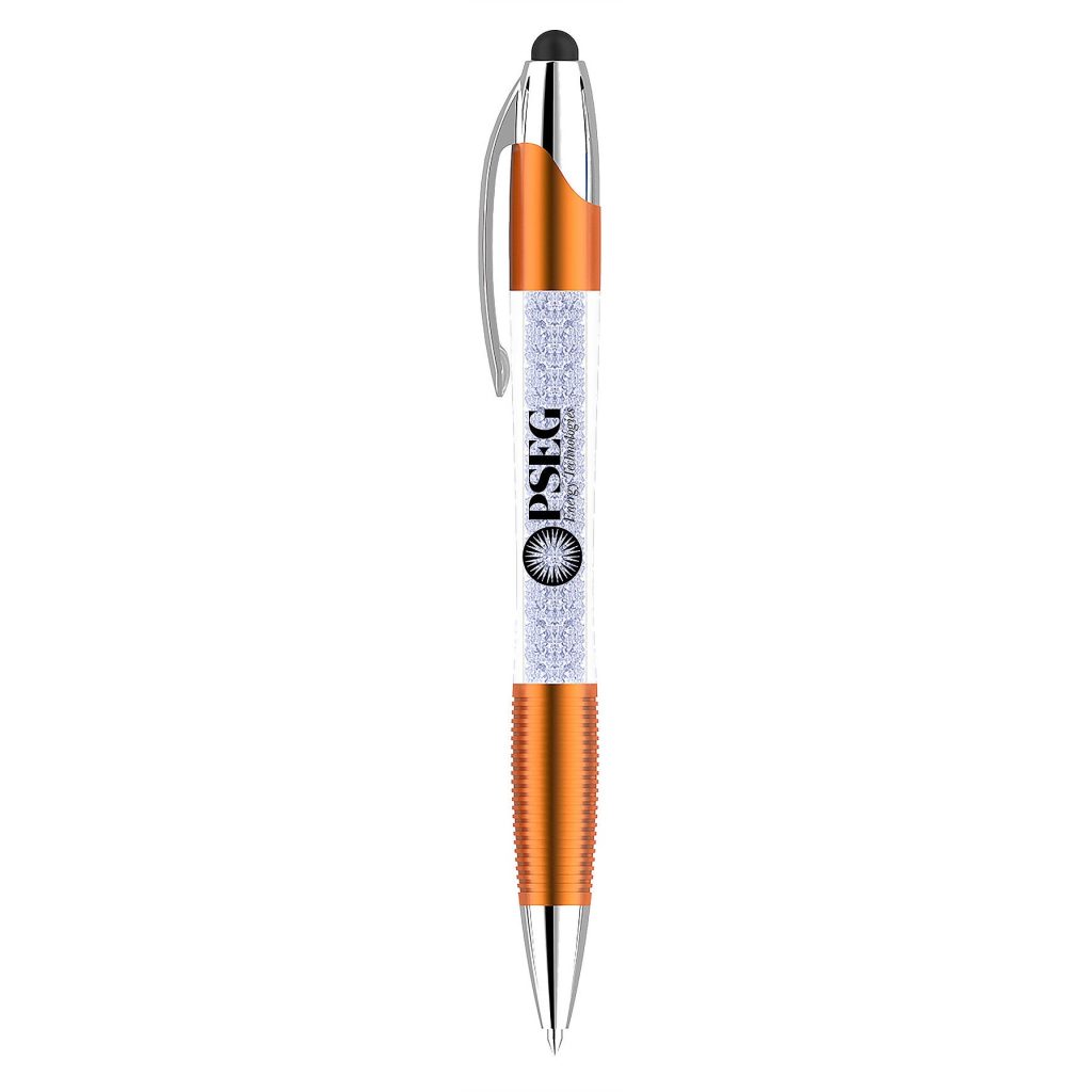 Marketing Crystal Light Up Stylus Pens - Promotional Pens Singapore - Gifts VV Available in 6 amazing item colors 客製 - Promotional Pens Singapore - Gifts VV Clear / Orange Crystal Light Up Stylus Pen