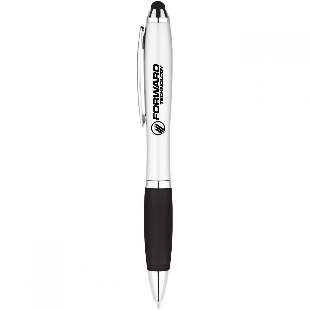 Silver / Black Curvaceous Ballpoint Stylus Pen