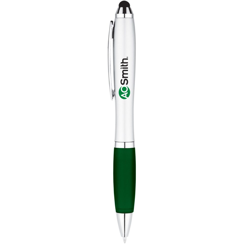 Silver / Green Curvaceous Ballpoint Stylus Pen