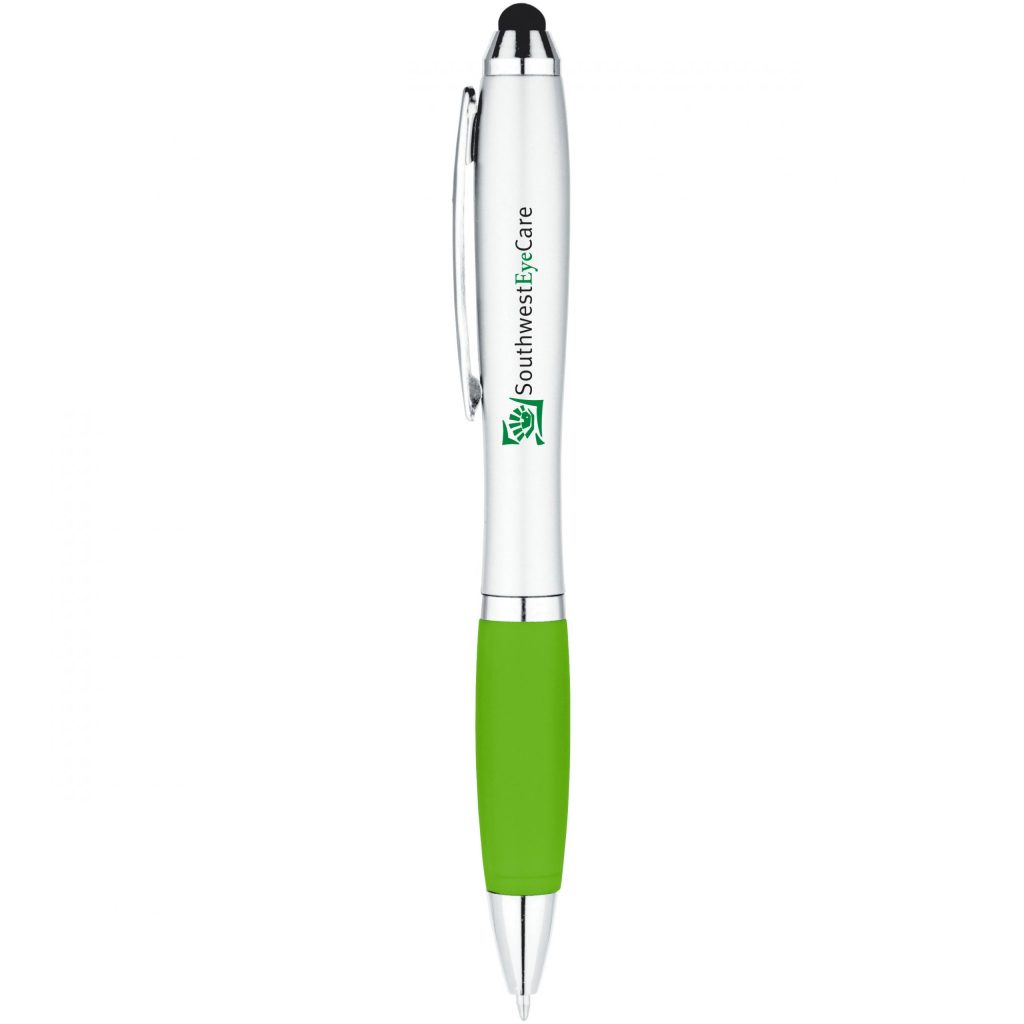 Silver / Lime Green Curvaceous Ballpoint Stylus Pen