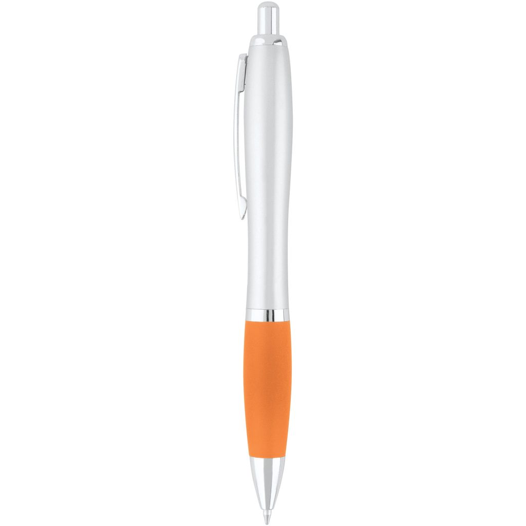 Silver / Orange Curvaceous Silver Matte Ballpoint Pen