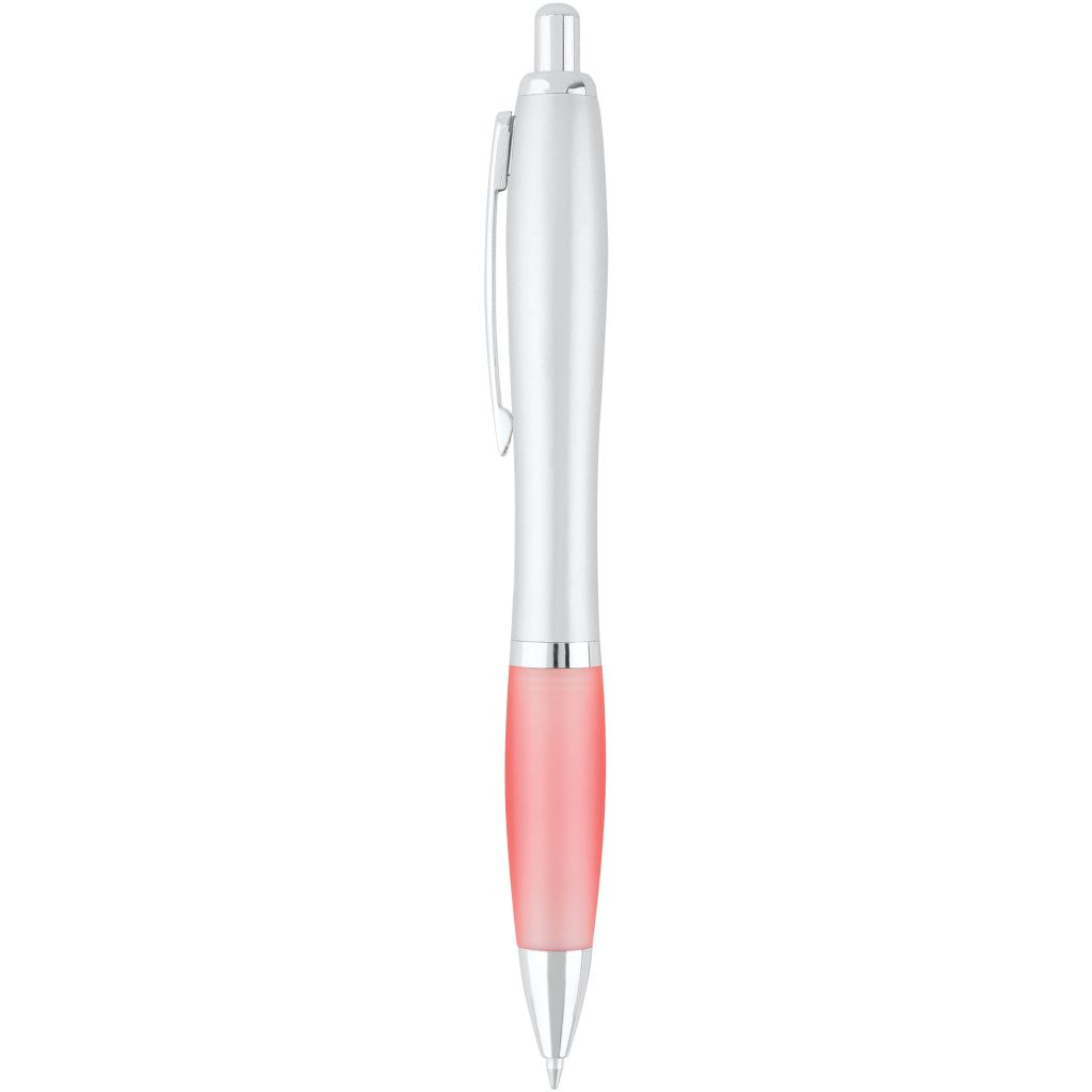 Silver / Bubblegum Pink Curvaceous Silver Matte Ballpoint Pen