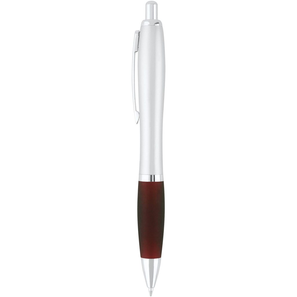Silver / Merlot Red Curvaceous Silver Matte Ballpoint Pen