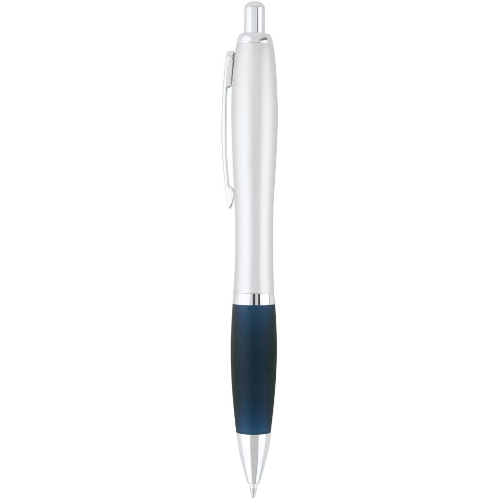 Silver / Indigo Blue Curvaceous Silver Matte Ballpoint Pen