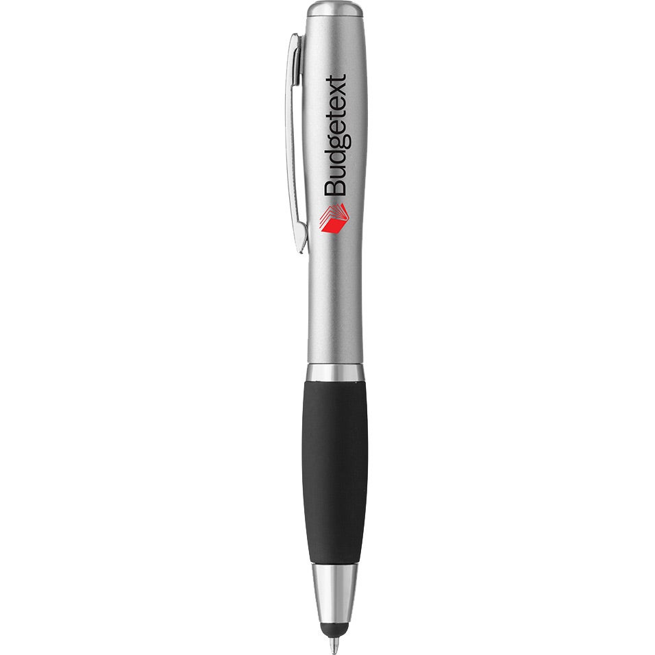 Printed Curvaceous Stylus Ballpoint Pens with Light - Promotional Pens Singapore - Gifts VV Available in 4 awesome item colors 客製 - Promotional Pens Singapore - Gifts VV Silver Curvaceous Stylus Ballpoint Pen with Light
