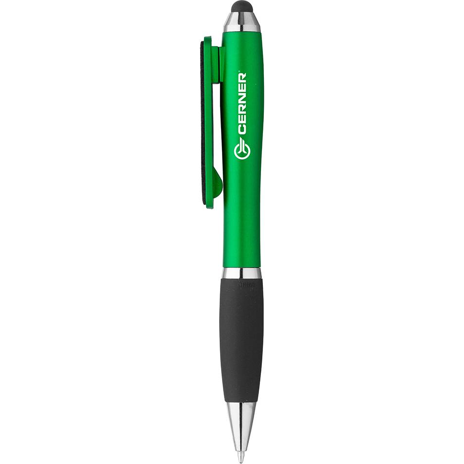 Green Curvaceous Stylus Twist Pen with Screen Cleaner