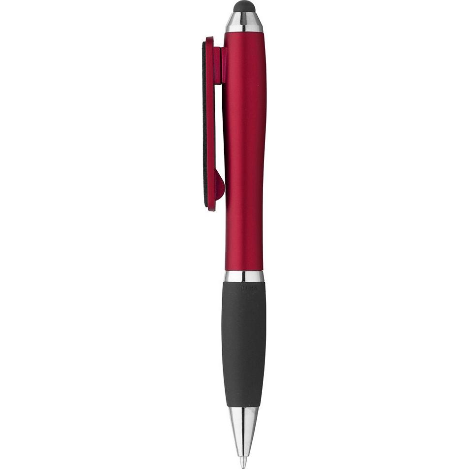 Red Curvaceous Stylus Twist Pen with Screen Cleaner