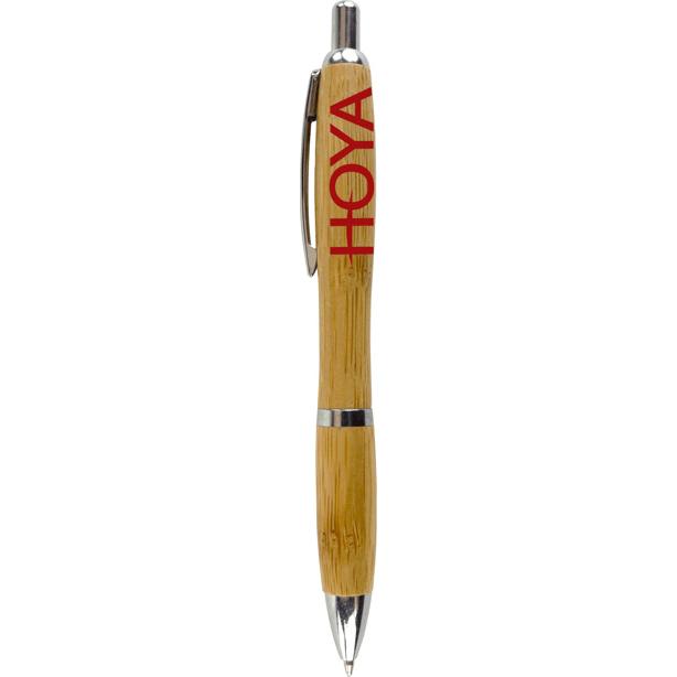 Custom Curvy Bamboo Ballpoint Pens - Promotional Pens Singapore - Gifts VV Your design screen printed 客製 - Promotional Pens Singapore - Gifts VV Natural Curvy Bamboo Ballpoint Pen