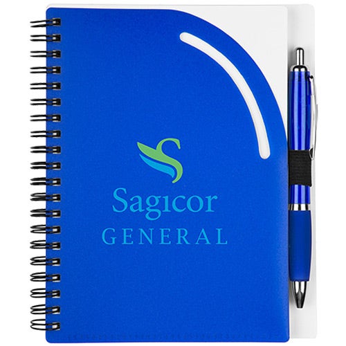 Customized Curvy Top Journals - Promotional Pens Singapore - Gifts VV Available in 8 awesome item colors 客製 - Promotional Pens Singapore - Gifts VV Blue / White Curvy Top Journal