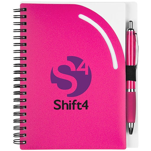 Customized Curvy Top Journals - Promotional Pens Singapore - Gifts VV Available in 8 awesome item colors 客製 - Promotional Pens Singapore - Gifts VV Pink / White Curvy Top Journal