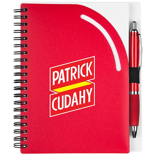 Customized Curvy Top Journals - Promotional Pens Singapore - Gifts VV Available in 8 awesome item colors 客製 - Promotional Pens Singapore - Gifts VV Red / White Curvy Top Journal