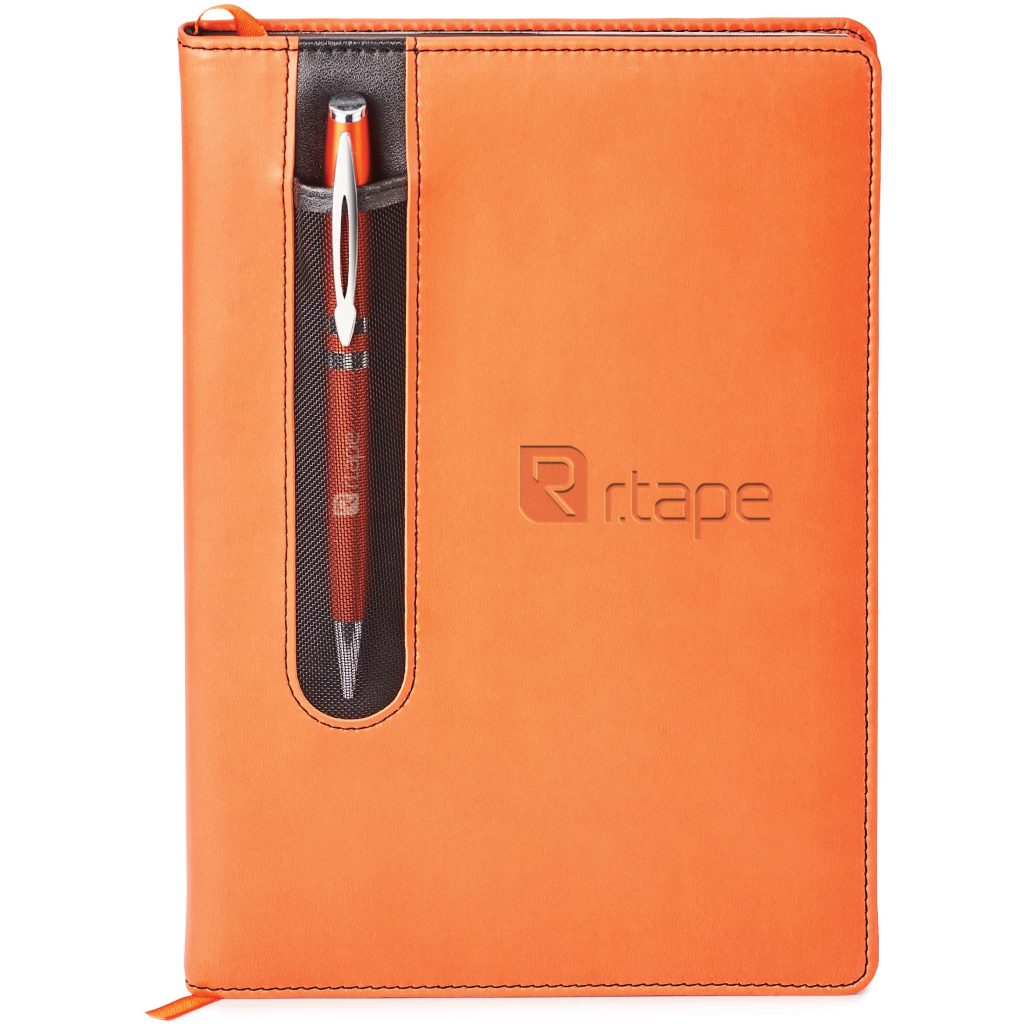 Marketing Donald Journals with Twist Action Ballpoint Pen - Promotional Pens Singapore - Gifts VV Available in 5 exciting item colors 客製 - Promotional Pens Singapore - Gifts VV Orange Donald Journal with Twist Action Ballpoint Pen