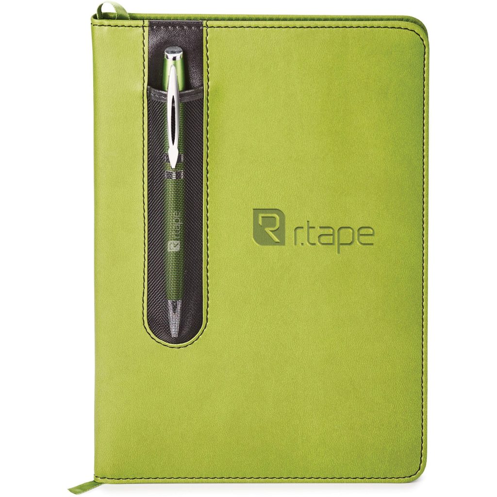 Marketing Donald Journals with Twist Action Ballpoint Pen - Promotional Pens Singapore - Gifts VV Available in 5 exciting item colors 客製 - Promotional Pens Singapore - Gifts VV Green Donald Journal with Twist Action Ballpoint Pen