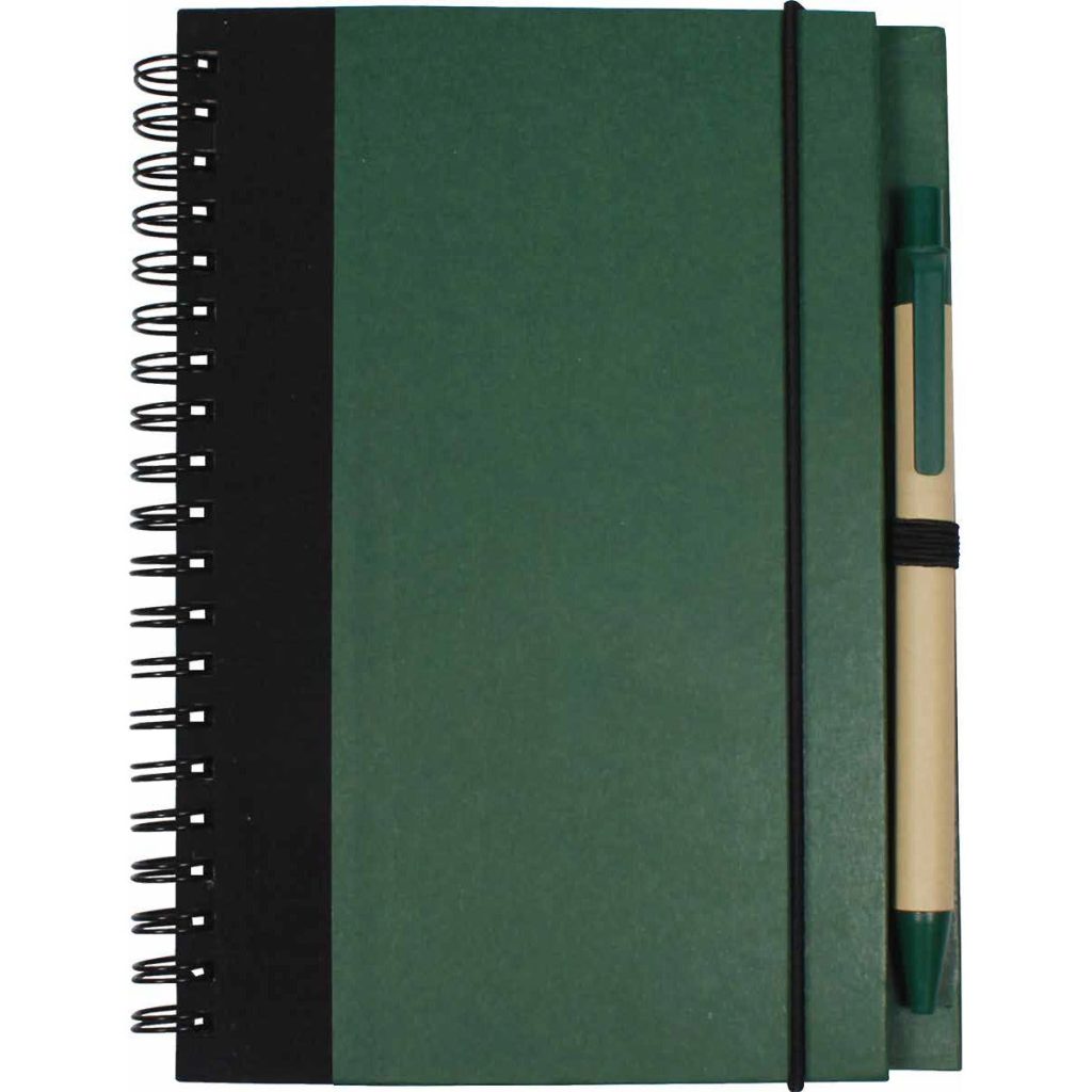Promotional Eco Journal and Pens - Promotional Pens Singapore - Gifts VV Available in 5 exciting item colors 客製 - Promotional Pens Singapore - Gifts VV Hunter Green / Black Eco Journal and Pen