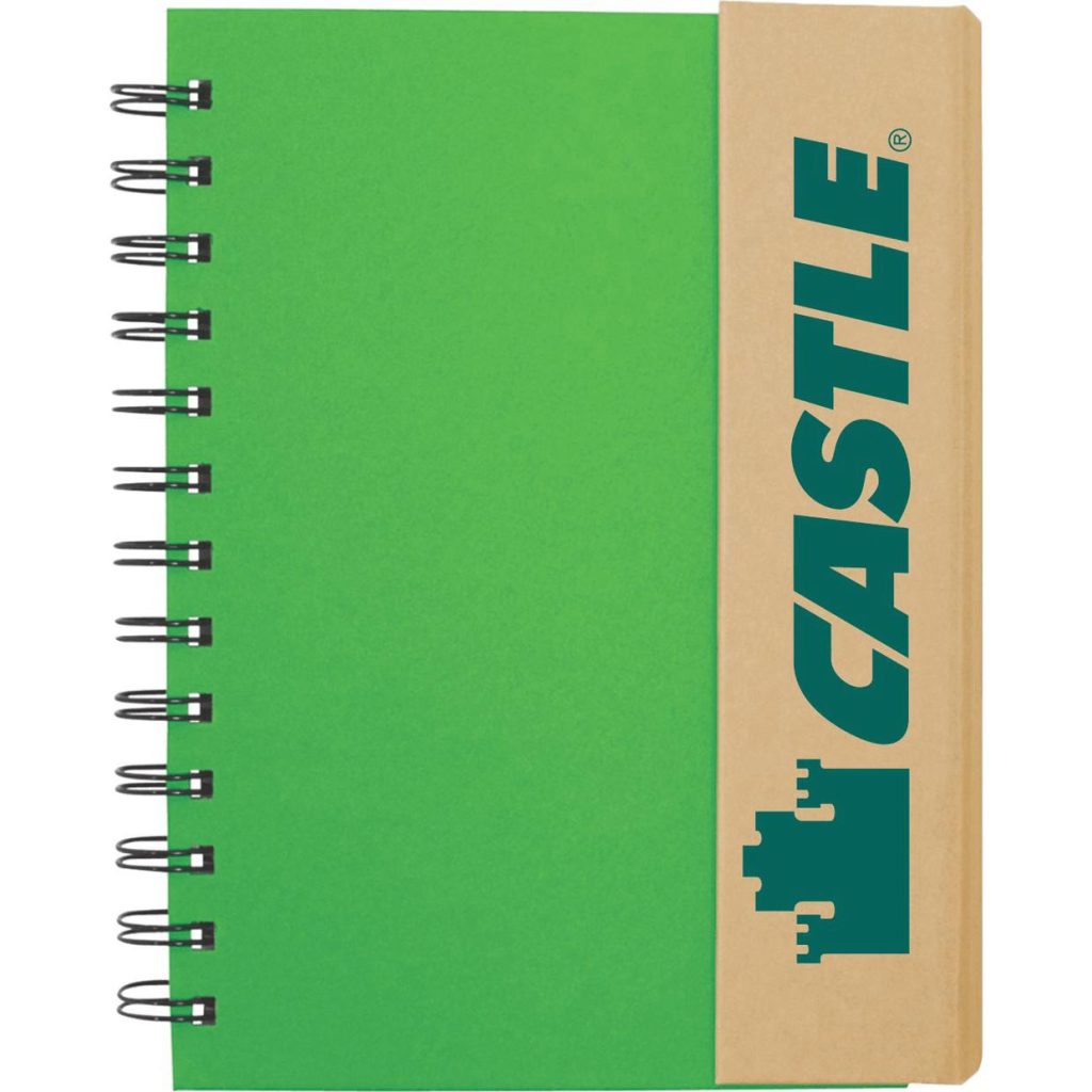 Imprinted Eco-Recycled Journals with Sticky Notes and Flags - Promotional Pens Singapore - Gifts VV Available in 5 amazing item colors 客製 - Promotional Pens Singapore - Gifts VV Lime Green / Natural Eco-Recycled Journal with Sticky Notes and Flags