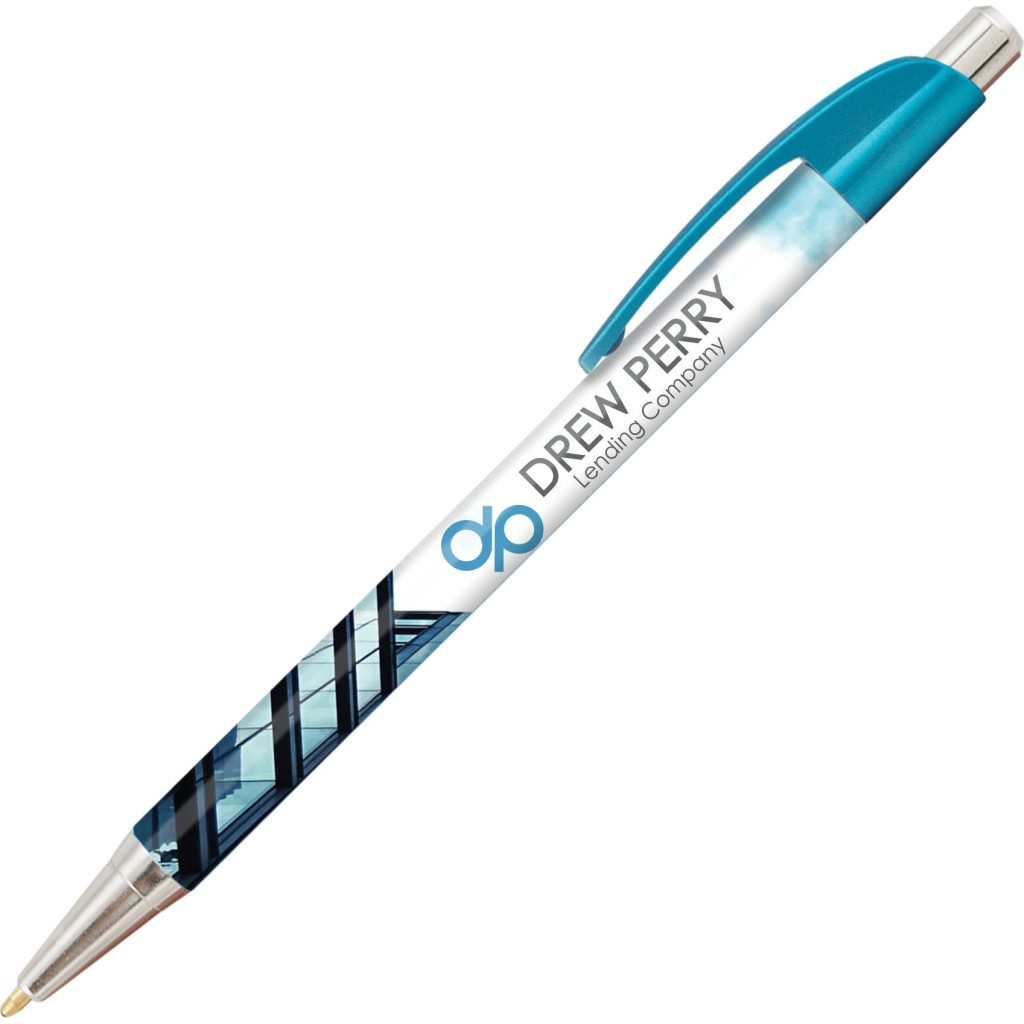 Aqua Blue Elite Slim Metallic Pen