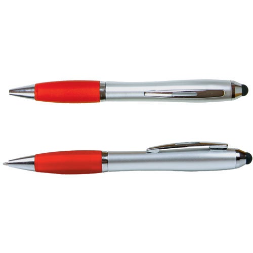 Marketing Emissary Duo Pen and Stylus - Promotional Pens Singapore - Gifts VV Available in 4 exciting item colors 客製 - Promotional Pens Singapore - Gifts VV Silver / Translucent Red Emissary Duo Pen and Stylus