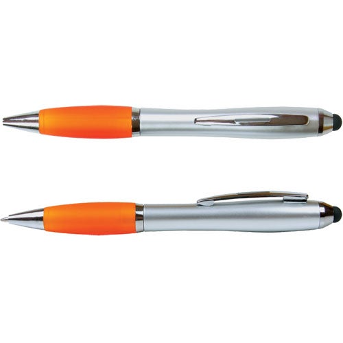 Marketing Emissary Duo Pen and Stylus - Promotional Pens Singapore - Gifts VV Available in 4 exciting item colors 客製 - Promotional Pens Singapore - Gifts VV Silver / Translucent Orange Emissary Duo Pen and Stylus