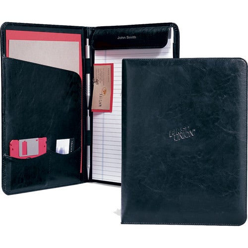 Imprinted Executive Vintage Leather Writing Pads - Promotional Pens Singapore - Gifts VV Free decoration debossed 客製 - Promotional Pens Singapore - Gifts VV Black Executive Vintage Leather Writing Pad