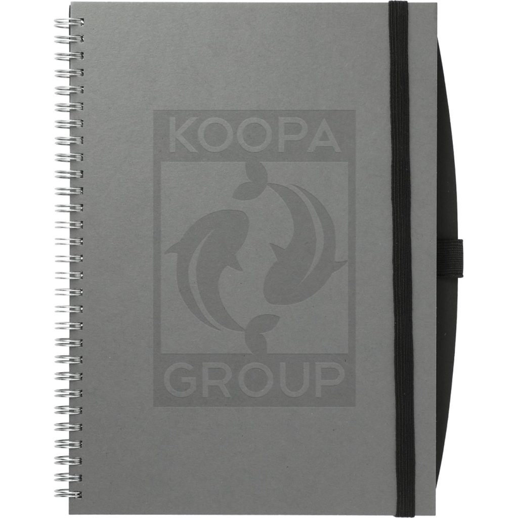 Marketing FSC Mix Spiral JournalBooks with Pen Port - Promotional Pens Singapore - Gifts VV Available in 2 amazing item colors 客製 - Promotional Pens Singapore - Gifts VV Gray FSC Mix Spiral JournalBook with Pen Port