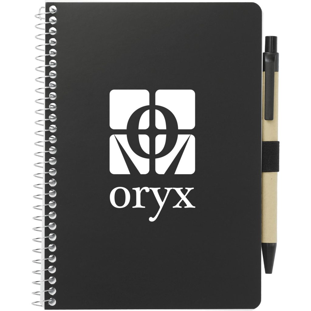 Imprinted FSC Mix Spiral Notebooks with Pen - Promotional Pens Singapore - Gifts VV Available in 3 awesome item colors 客製 - Promotional Pens Singapore - Gifts VV Black FSC Mix Spiral Notebook with Pen