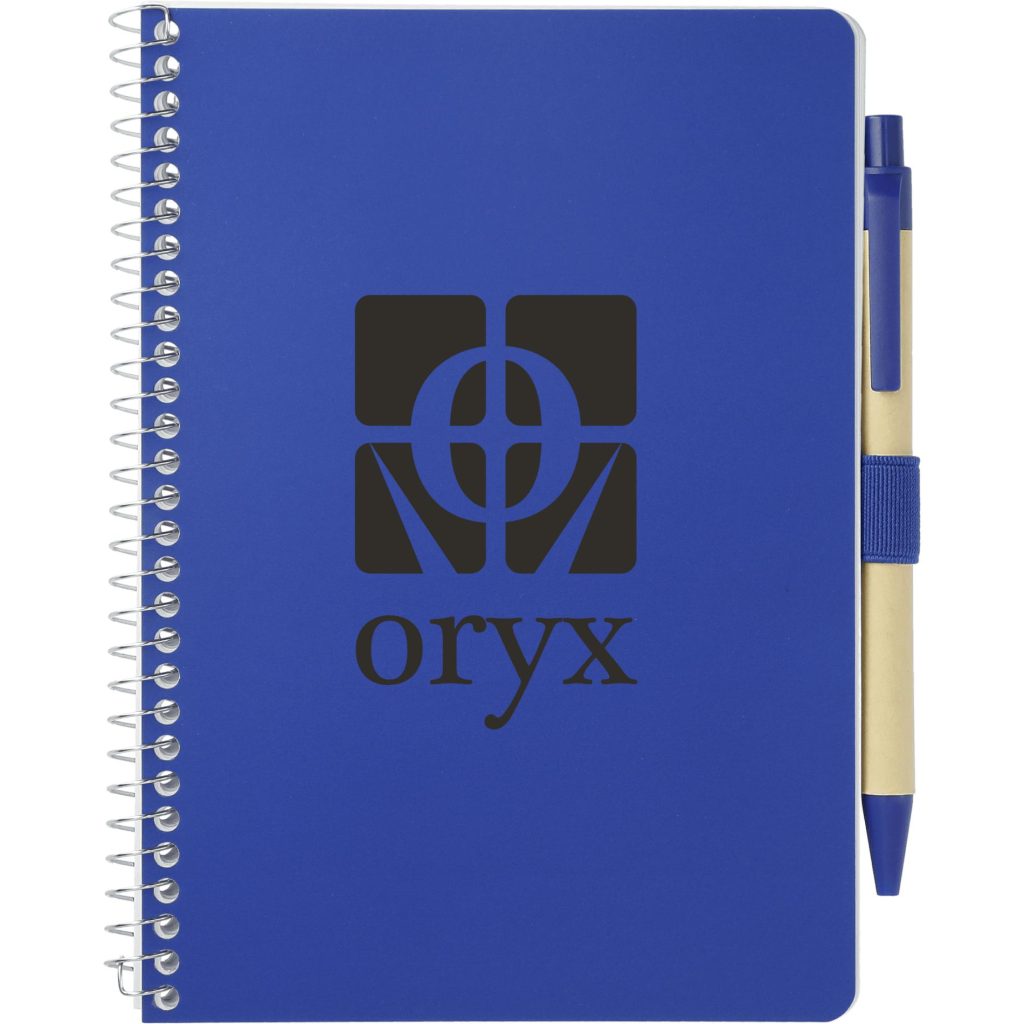 Imprinted FSC Mix Spiral Notebooks with Pen - Promotional Pens Singapore - Gifts VV Available in 3 awesome item colors 客製 - Promotional Pens Singapore - Gifts VV Blue FSC Mix Spiral Notebook with Pen
