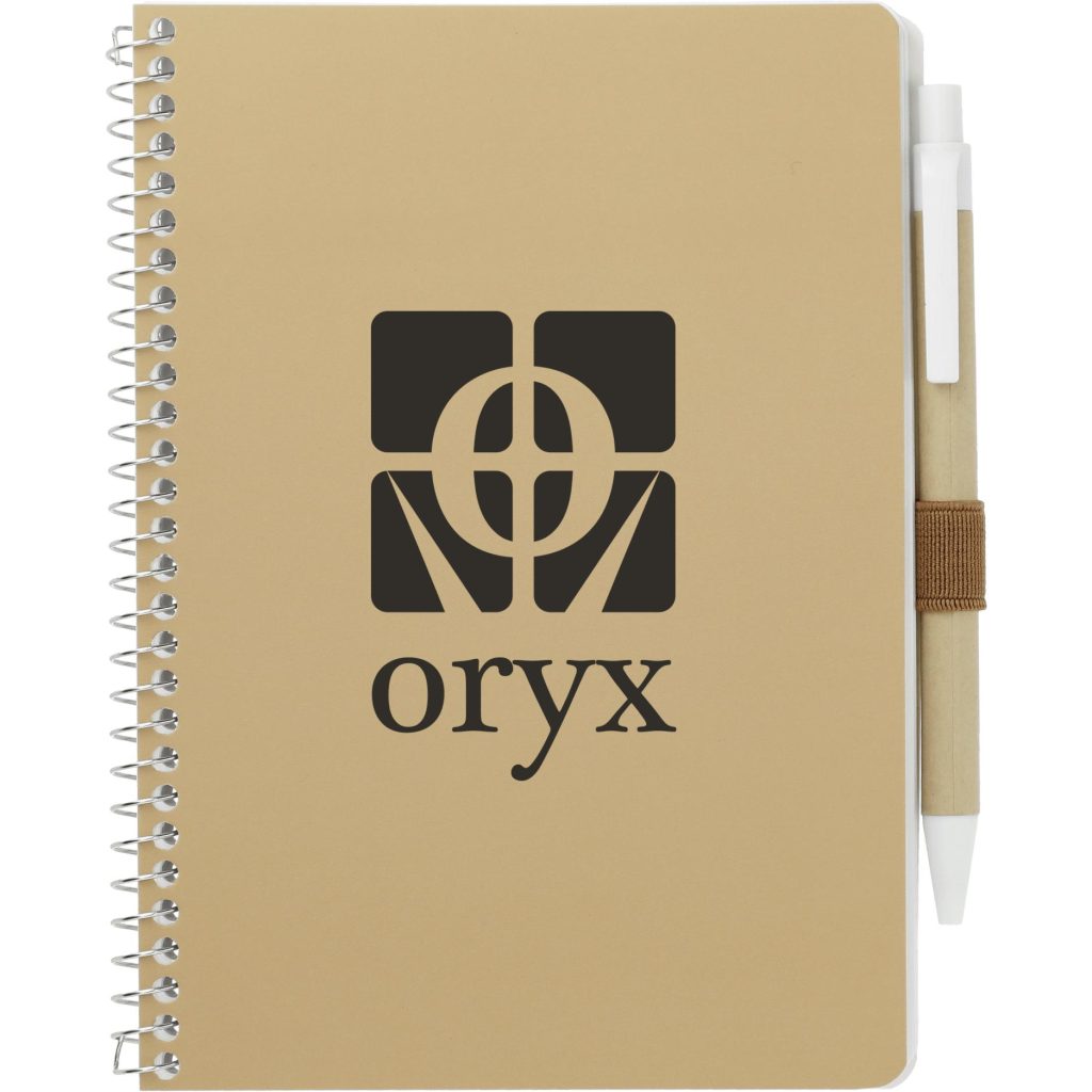 Imprinted FSC Mix Spiral Notebooks with Pen - Promotional Pens Singapore - Gifts VV Available in 3 awesome item colors 客製 - Promotional Pens Singapore - Gifts VV Natural FSC Mix Spiral Notebook with Pen