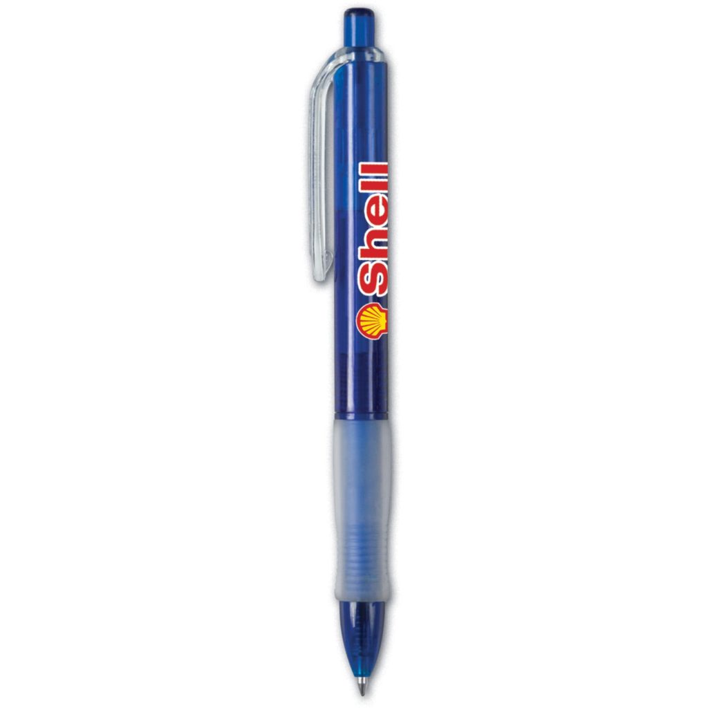 Translucent Dark Blue with Clear Trim Retractable Pen