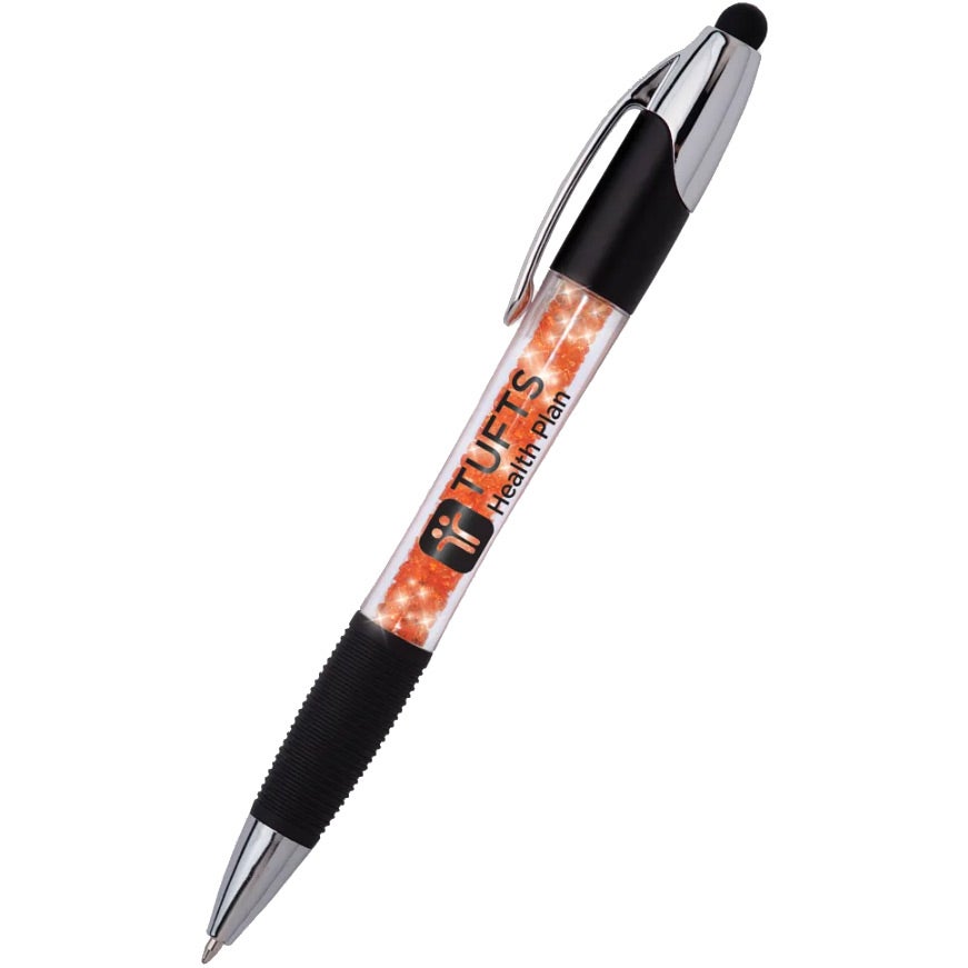 Orange / Black Geode Illuminated Stylus Pen