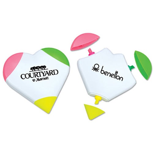 Imprinted 3 Color Heart Highlighters - Promotional Pens Singapore - Gifts VV Your design pad printed 客製 - Promotional Pens Singapore - Gifts VV See Item 3 Color Heart Highlighter