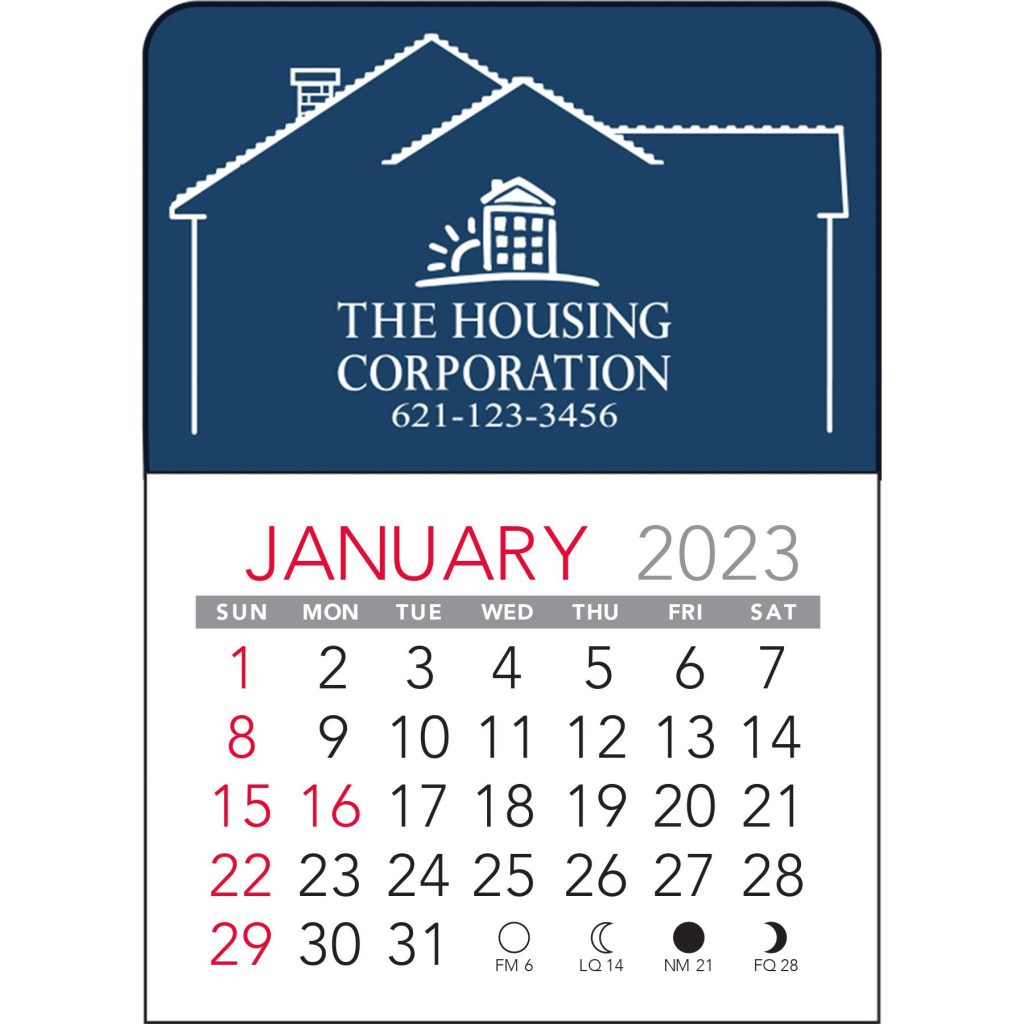Custom House Vinyl Adhesive Calendars - Promotional Pens Singapore - Gifts VV Available in 5 exciting item colors 客製 - Promotional Pens Singapore - Gifts VV Blue House Vinyl Adhesive Calendar