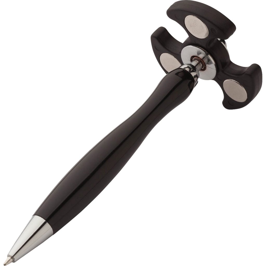 Black Hover Fidget Spinner Plunge-Action Pen