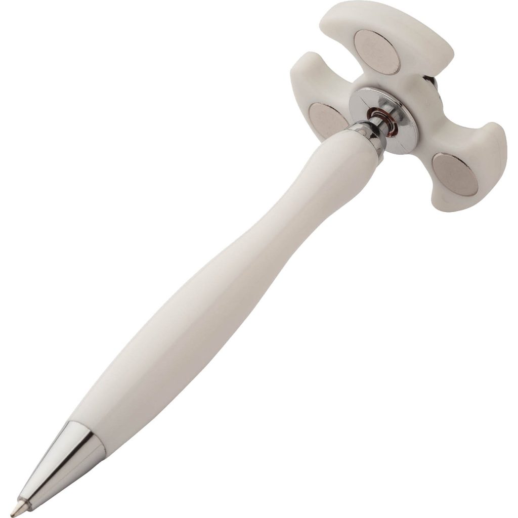 White Hover Fidget Spinner Plunge-Action Pen