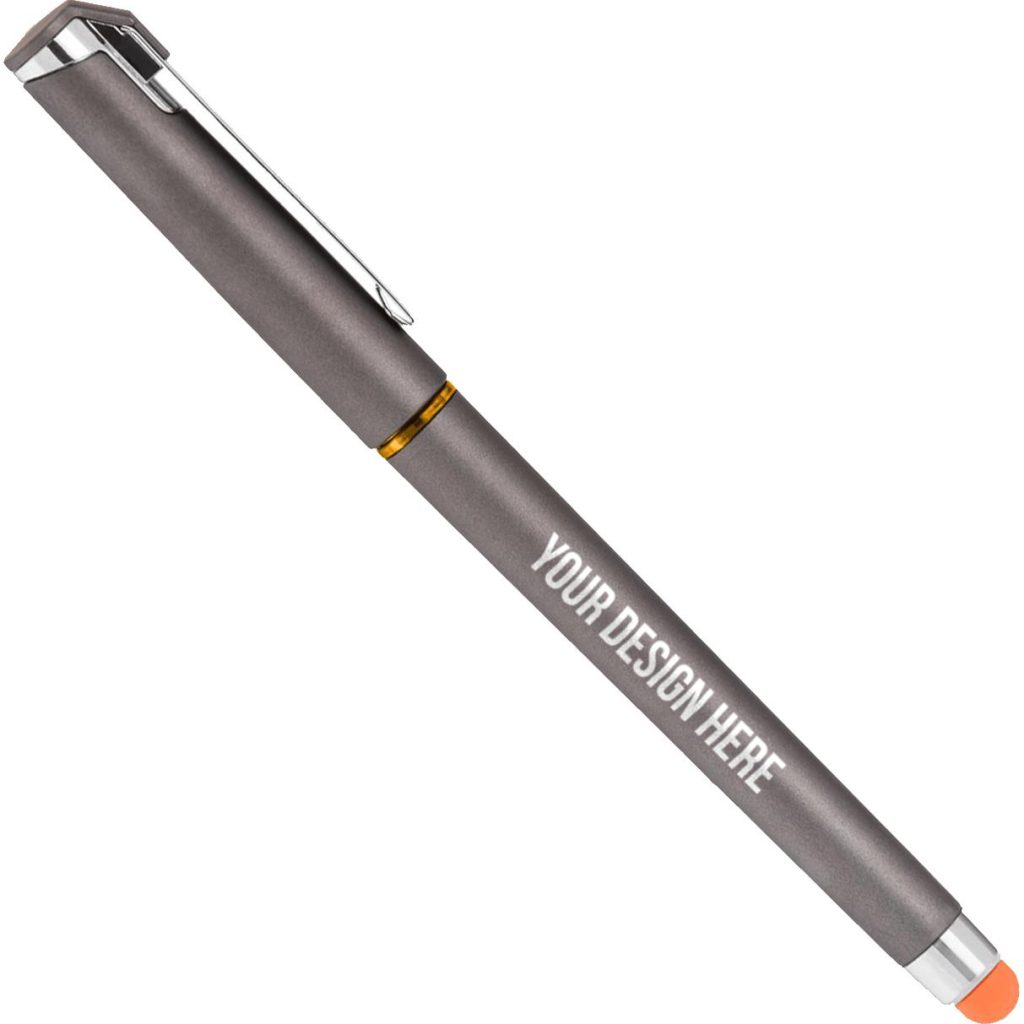 Logo Islander Softy Gel with Stylus Pen - Promotional Pens Singapore - Gifts VV Free Shipping and Setup 客製 - Promotional Pens Singapore - Gifts VV Gray / Orange Islander Softy Gel with Stylus Pen