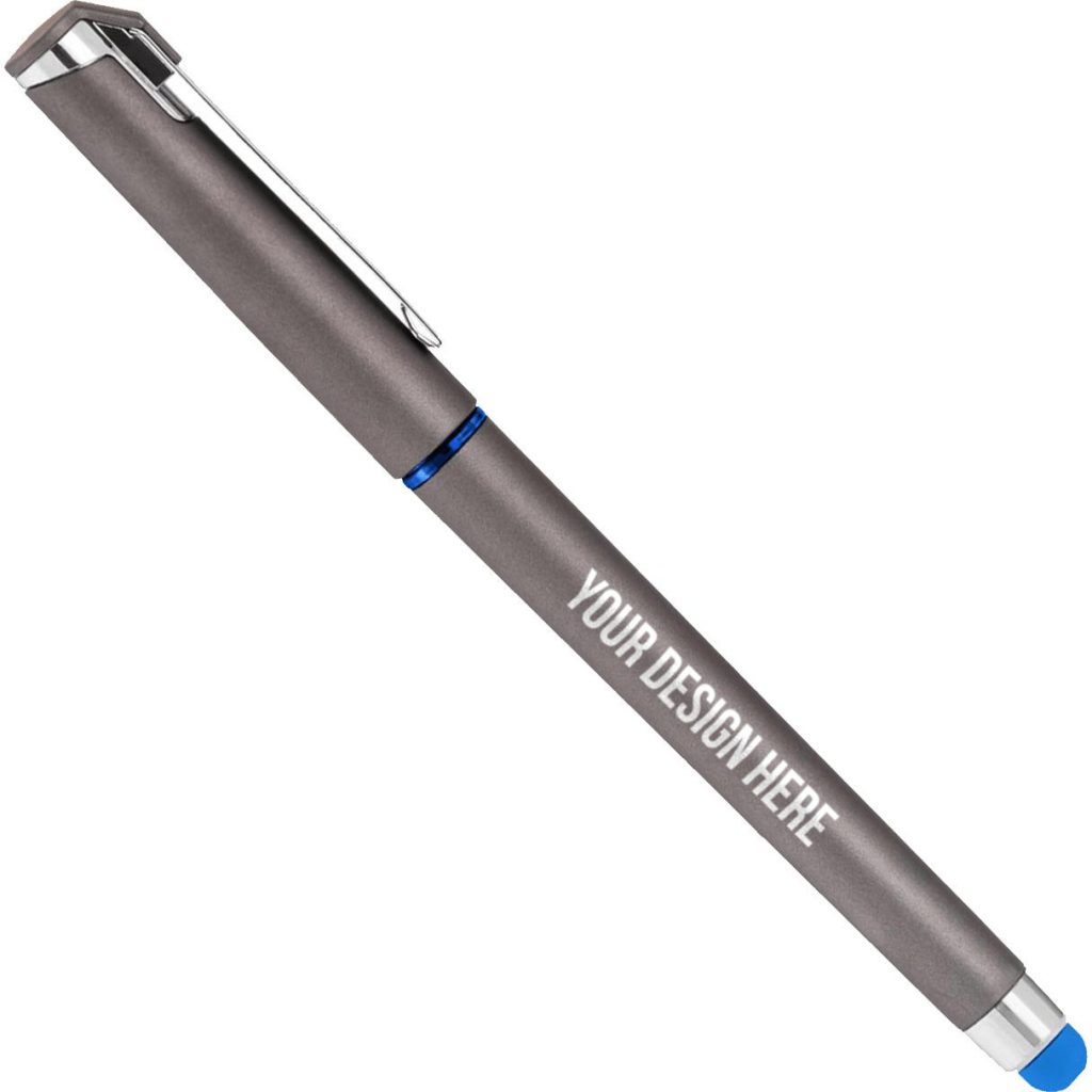Logo Islander Softy Gel with Stylus Pen - Promotional Pens Singapore - Gifts VV Free Shipping and Setup 客製 - Promotional Pens Singapore - Gifts VV Gray / Blue Islander Softy Gel with Stylus Pen