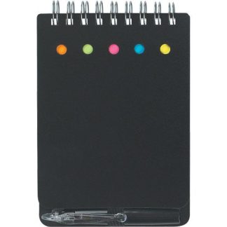 Black Jotter with Sticky Notes, Flags and Pen