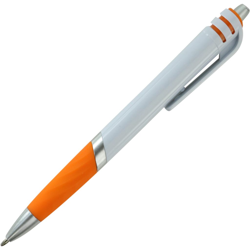 Custom Kingston Plastic Pens - Promotional Pens Singapore - Gifts VV Available in 5 exciting item colors 客製 - Promotional Pens Singapore - Gifts VV White / Orange Kingston Plastic Pen