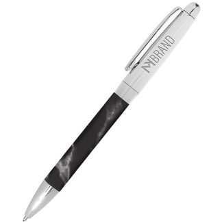 Silver / Black Leeman Marble Grip Pen