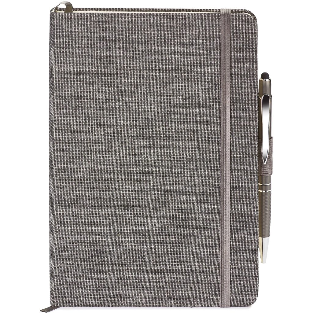 Advertising Linen Journal Combos - Promotional Pens Singapore - Gifts VV Available in 3 amazing item colors 客製 - Promotional Pens Singapore - Gifts VV Gray Linen Journal Combo