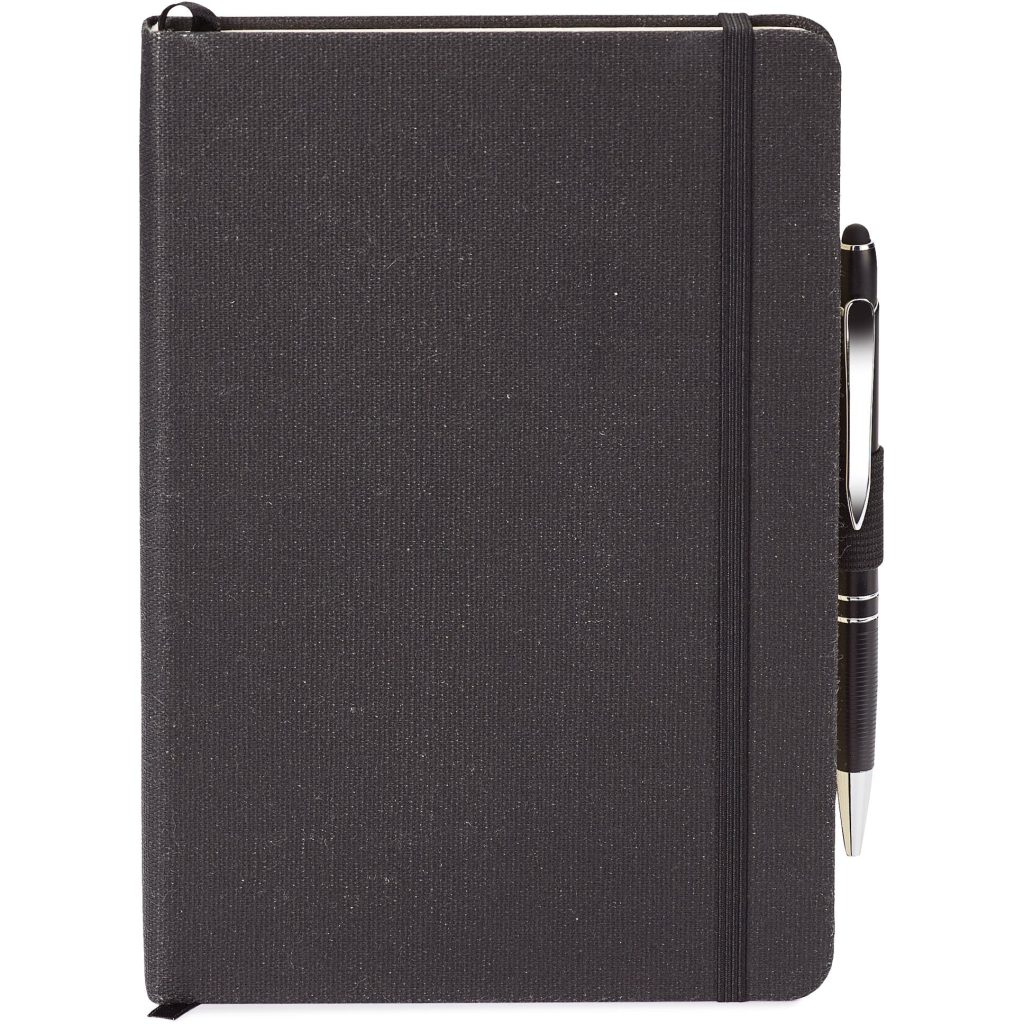 Advertising Linen Journal Combos - Promotional Pens Singapore - Gifts VV Available in 3 amazing item colors 客製 - Promotional Pens Singapore - Gifts VV Black Linen Journal Combo