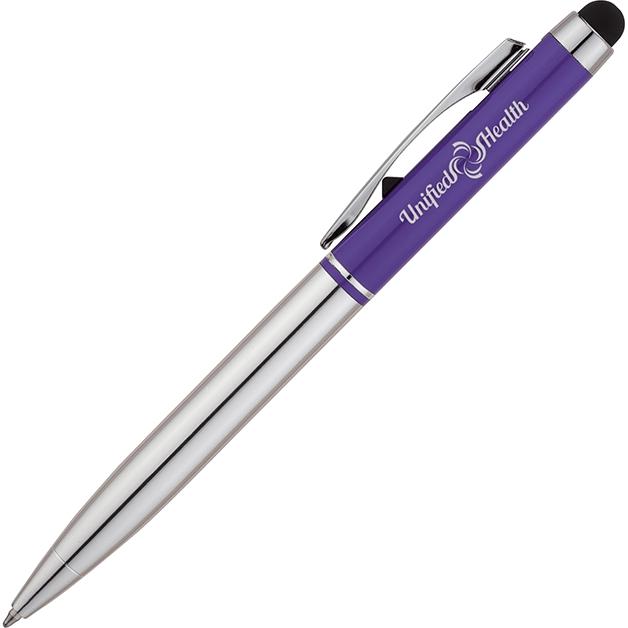 Purple / Silver Majestic Ballpoint Pen with Stylus