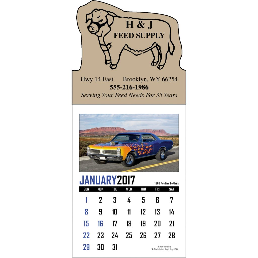 White / Beige Memorable Muscle Stick Up Calendar