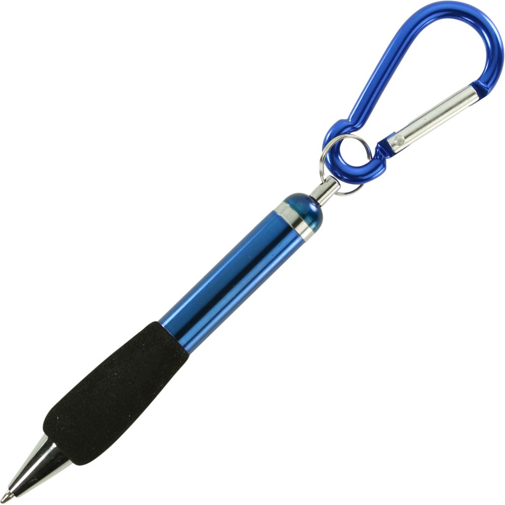 Printed Metal Pens with Carabiner - Promotional Pens Singapore - Gifts VV Your design screen printed 客製 - Promotional Pens Singapore - Gifts VV Blue Metal Pen with Carabiner